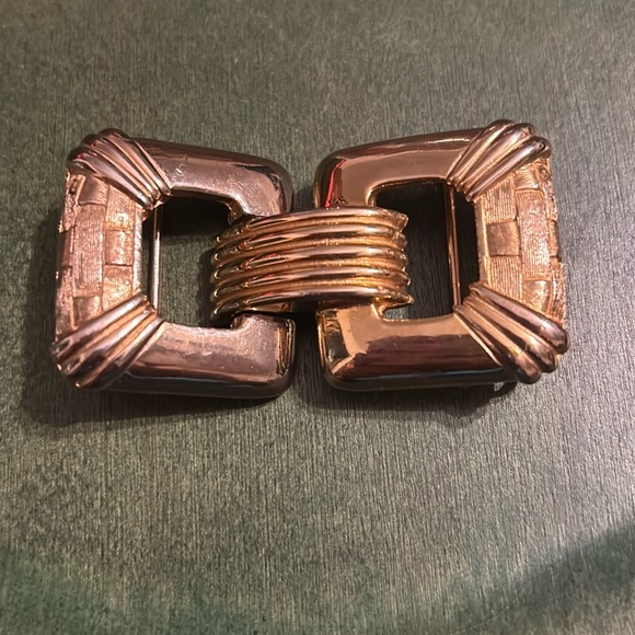 Vintage Gay Boyer Square Goldtone Belt Buckle - 2 Pieces - Picture 1 of 6